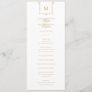 Elegant Vintage Monogram Black and White Wedding Programme