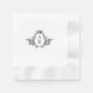 Elegant Vintage Monogram Crest Custom Wedding Napkin
