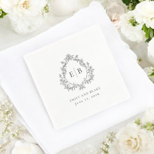 Elegant Vintage Monogram Crest Wedding Logo Napkin
