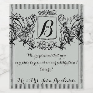 Elegant Vintage Monogram Design Wine Label