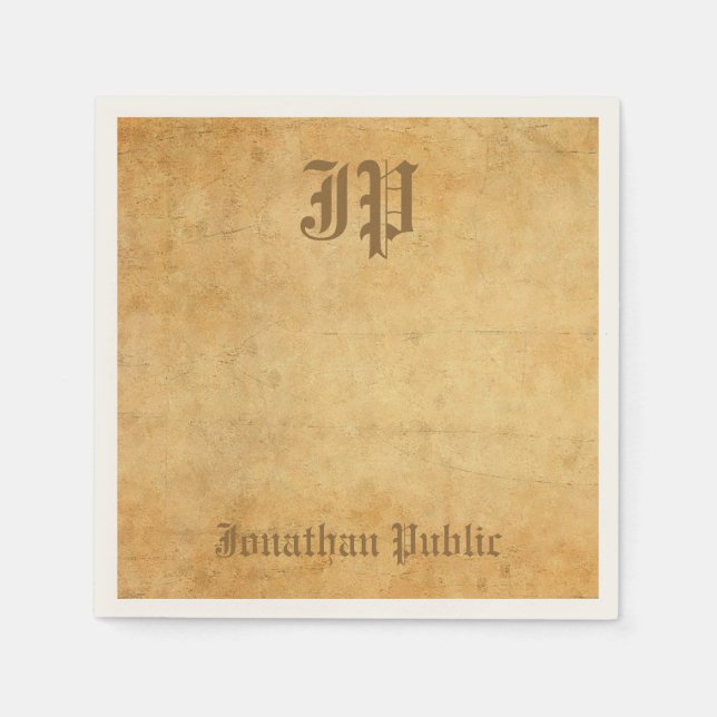 Elegant Vintage Monogram Old Look Calligraphed Napkin (Front)