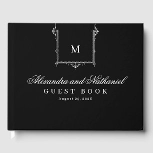 Elegant Vintage Monogram Script Wedding Guest Book