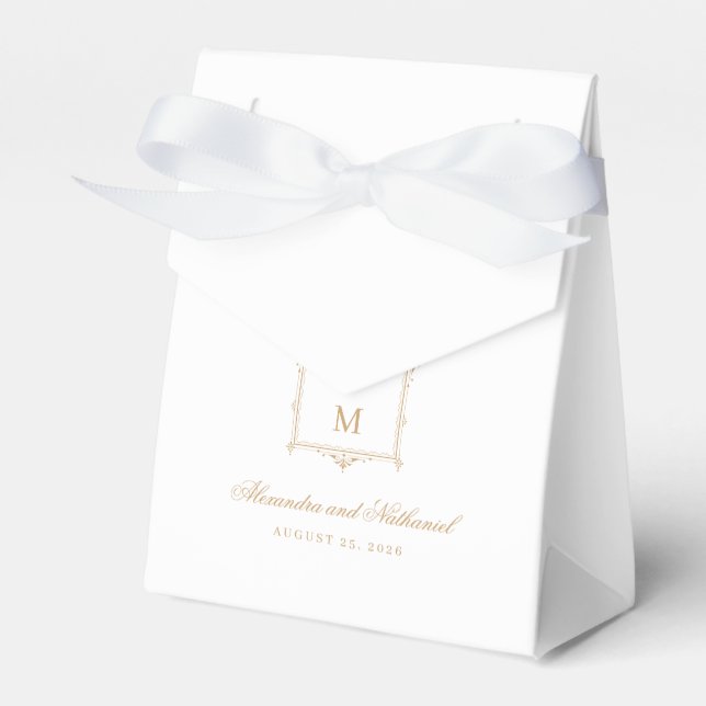 Elegant Vintage Monogram Wedding Favour Box (Front Side)
