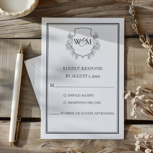 Elegant Vintage Monogram Wedding RSVP Card