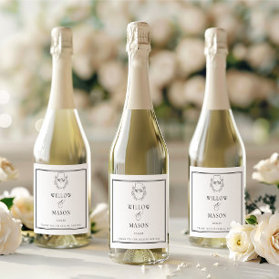 Elegant Vintage Monogram Wedding Sparkling Wine Label