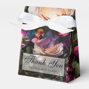 Elegant vintage moody pink magenta floral painting favour box