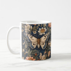 Elegant Vintage Moth William Morris Inspired Coffee Mug