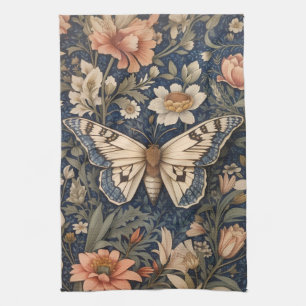 Elegant Vintage Moth William Morris Inspired Tea Towel