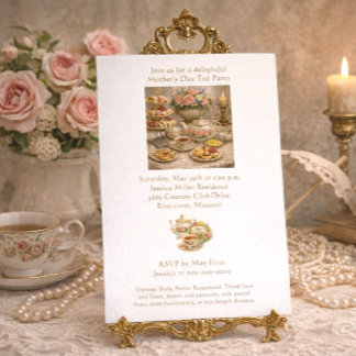 Elegant Vintage  Mother's Day Tea Party  Invitation