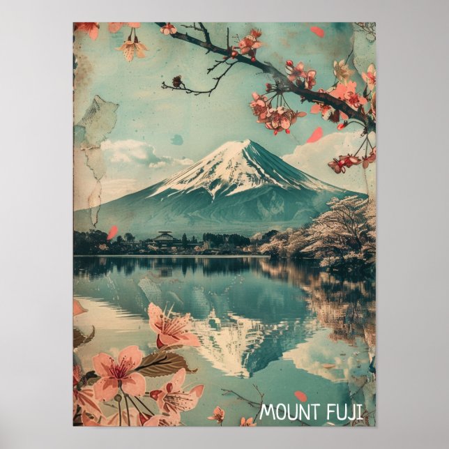 Elegant Vintage Mount Fuji Japan Travel Poster (Front)