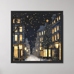 Elegant Vintage Navy Blue and Gold Christmas Canvas Print