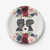 Elegant Vintage Navy Burgundy Floral Novel Wedding