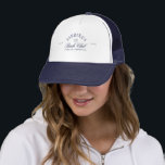 Elegant Vintage Navy & White Bachelorette Party Trucker Hat<br><div class="desc">An effortlessly cool accessory for your bachelorette weekend — this vintage-inspired trucker hat brings preppy club style with a cheeky twist. Designed with navy and white contrast, curved text, and the signature “Game. Set. Champagne.” motto, it’s made for courtside selfies and champagne runs alike. A fun and practical keepsake for...</div>