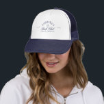 Elegant Vintage Navy & White Bachelorette Party Trucker Hat<br><div class="desc">An effortlessly cool accessory for your bachelorette weekend — this vintage-inspired trucker hat brings preppy club style with a cheeky twist. Designed with navy and white contrast, curved text, and the signature “Game. Set. Champagne.” motto, it’s made for courtside selfies and champagne runs alike. A fun and practical keepsake for...</div>