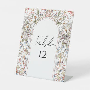 Elegant Vintage Nouveau Floral Arch Wedding  Pedestal Sign