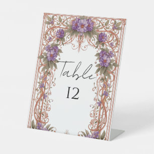 Elegant Vintage Nouveau Floral Arch Wedding Pedestal Sign