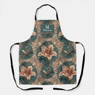 Elegant Vintage Nouveau Floral Birds Pattern Apron
