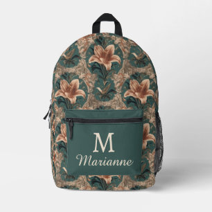 Elegant Vintage Nouveau Floral Birds Pattern Printed Backpack