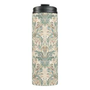 Elegant Vintage Nouveau Floral Birds Pattern Thermal Tumbler