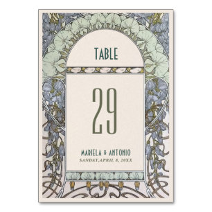 Elegant vintage nouveau watercolor wedding table n table number