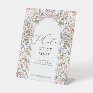 Elegant Vintage Nouveau Wedding photo guest book Pedestal Sign