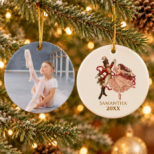 Elegant Vintage Nutcracker Ballet Christmas Photo Ceramic Tree Decoration