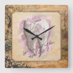 Elegant Vintage Old Fashioned Dental Gift Square Wall Clock