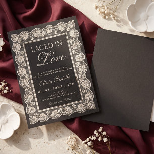 Elegant Vintage Old Money Lace Black Bridal Shower Invitation