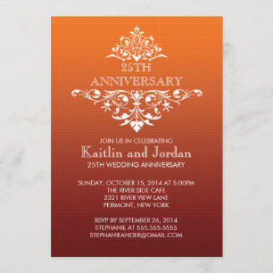 Elegant Vintage Orange Flourish Anniversary Party Invitation