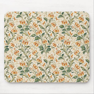 Elegant Vintage Orange Lily Floral Pattern  Mouse Mat