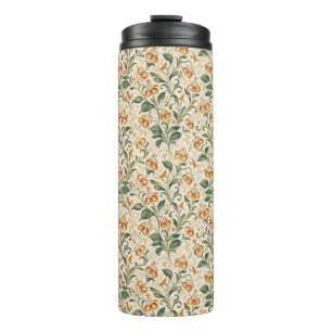 Elegant Vintage Orange Lily Floral Pattern Thermal Tumbler