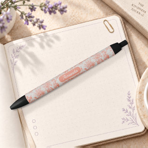 Elegant vintage orange toile de jouy black ink pen