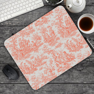 Elegant vintage orange toile de jouy mouse mat