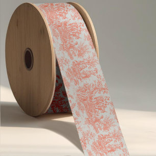 Elegant vintage orange toile de jouy satin ribbon