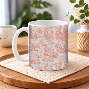 Elegant Vintage Orange Toile de Jouy Scene Coffee Mug