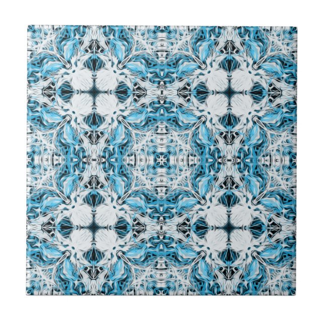 Elegant, vintage ornamental, teal, white tile (Front)