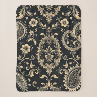 Elegant Vintage Paisley Damask Pattern Sherpa Blanket