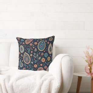 Elegant Vintage Paisley Floral Cushion