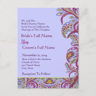 Elegant Vintage Paisley Wedding Invitation