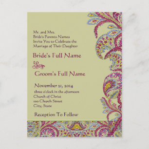 Elegant Vintage Paisley Wedding Invitation