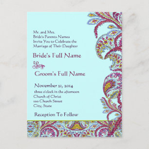 Elegant Vintage Paisley Wedding Invitation