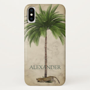 Elegant Vintage Palm Tree Leopard Wild Personal iPhone X Case