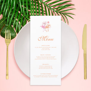 Elegant Vintage Palm Tree Tropical Wedding Menu