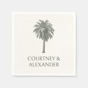 Elegant Vintage Palm Tree Tropical Wedding Napkin