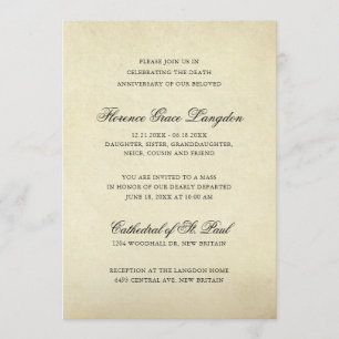 Elegant Vintage Paper Victorian Death Anniversary Invitation