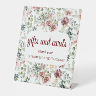 Elegant vintage pastel flowers wedding  pedestal sign