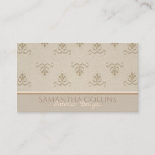 Elegant Vintage Pattern Beige Brown Business Card