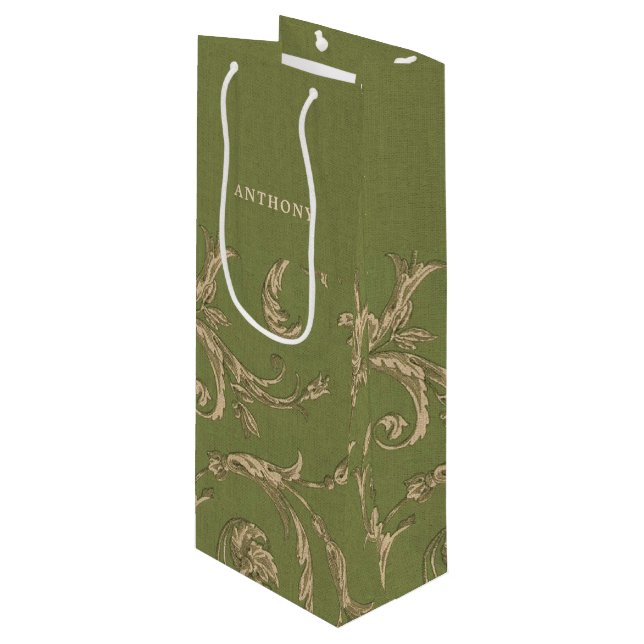 Elegant Vintage Pattern Wedding Gift Wine Gift Bag (Front Angled)