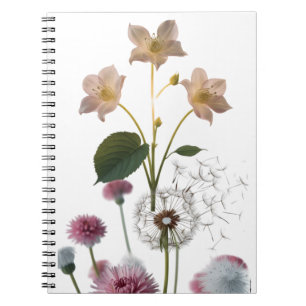 Elegant Vintage Peach Rose Butterfly Spiral Photo  Notebook