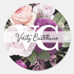 Elegant Vintage Peach Roses Floral Simple Personal Classic Round Sticker